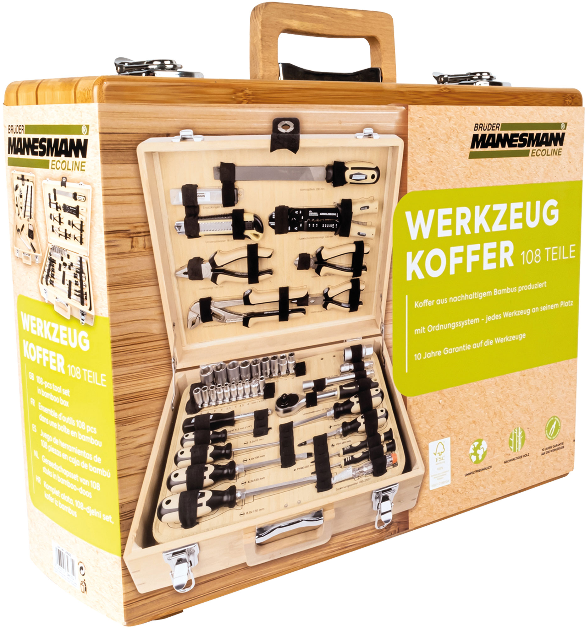 BR&Uuml;DER MANNESMANN Bambus-Werkzeugkoffer