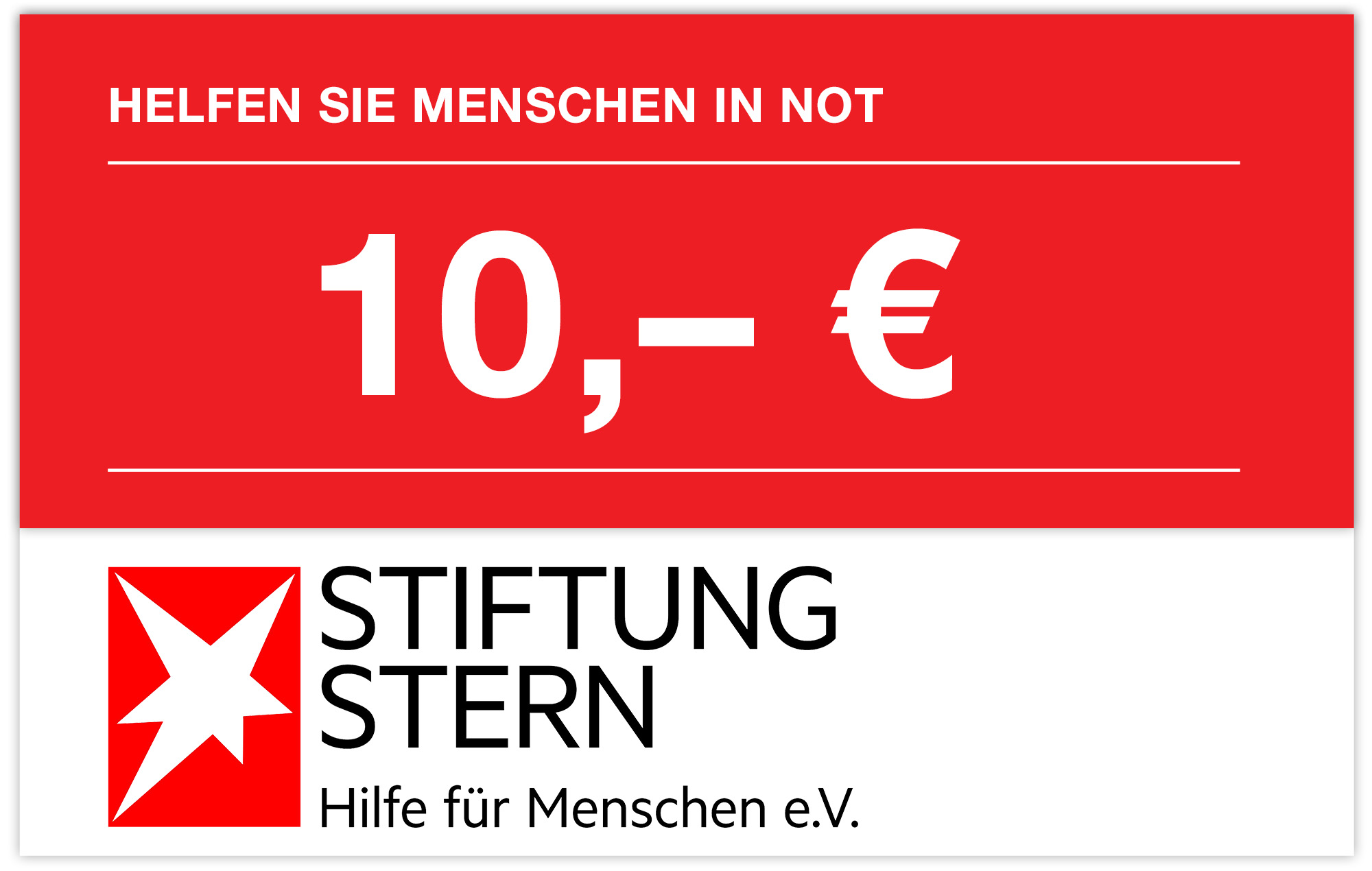 Spende an STIFTUNG STERN in H&ouml;he von 10,&ndash; &euro;