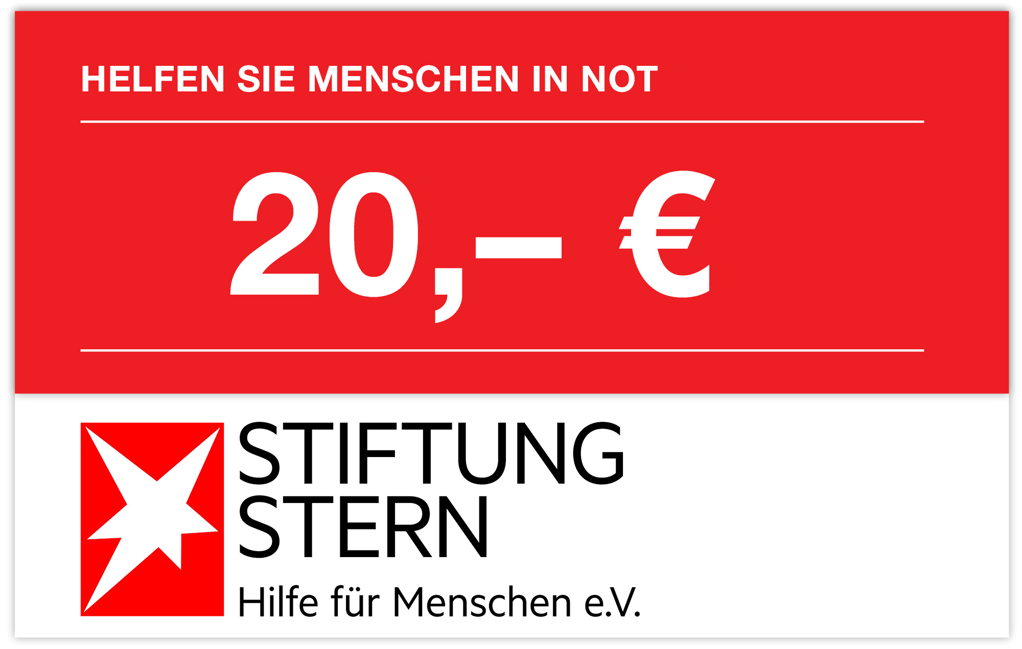 Spende an STIFTUNG STERN in Höhe von 20,– €