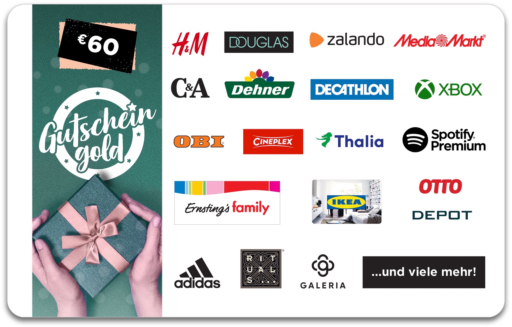 60,&ndash; &euro; GUTSCHEINGOLD Universal-Gutschein