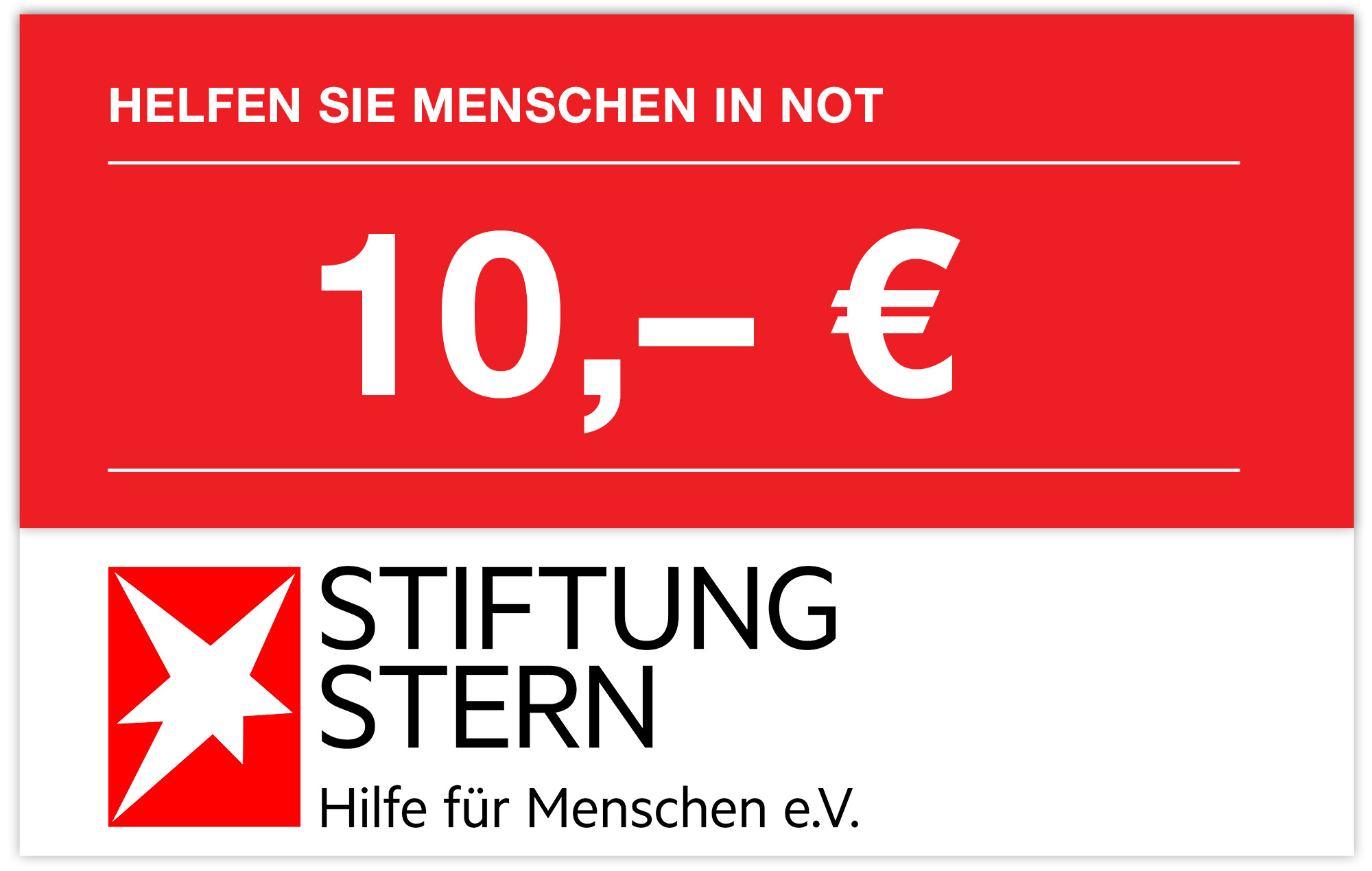 Spende an STIFTUNG STERN in Höhe von 10,– €